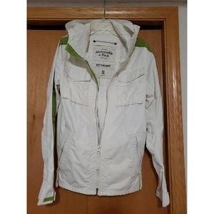 Abercrombie and Fitch White and Green Peak Parka Jacket Sz Small